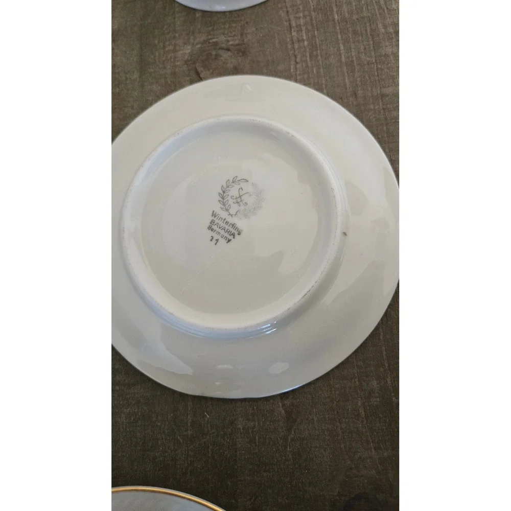 Winterling Bavaria Germany Tea Cup and Saucer Set of 3 Floral Gold Trim China